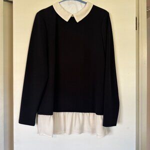 Adrianna Papell Women’s XL Black White Layered Sweater Blouse